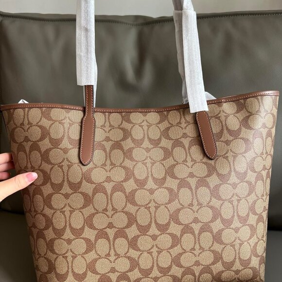 NWT coach city tote Coach Brown Signature Tote Bag - Picture 2 of 9